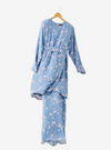 A Powder Blue Printed Chiffon Kurung