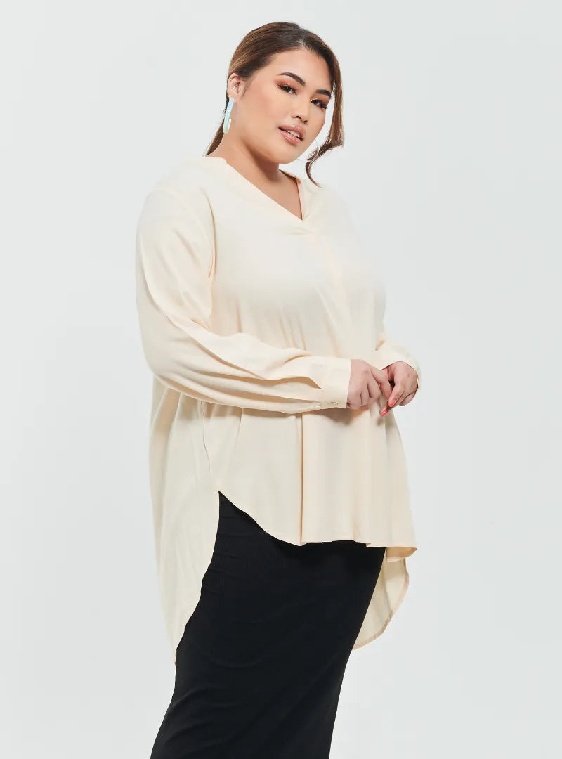 MANDARIN COLLAR OVERSIZED SHIRT