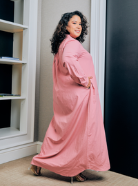 Zahra Longline Shirt Dress - Dusty Pink