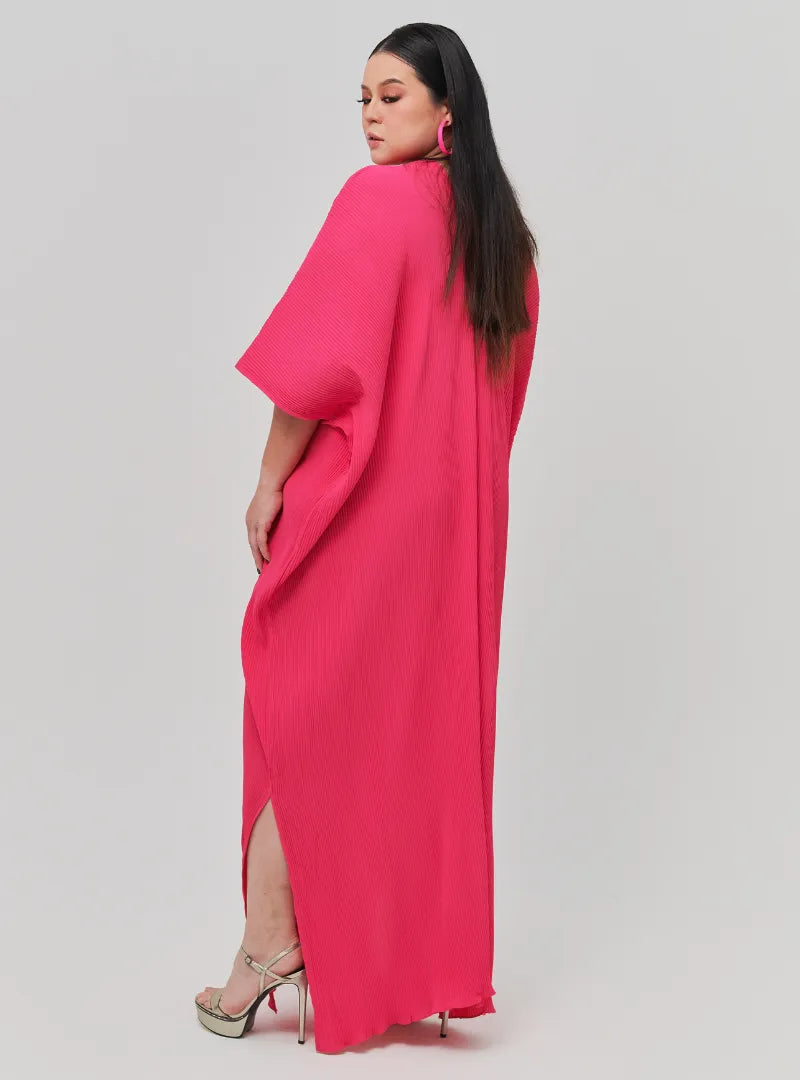 Signature Pleated Kaftan - Pink Series CURVA FABULOUS Signature Pleated Kaftan - Pink Series CURVA FABULOUS