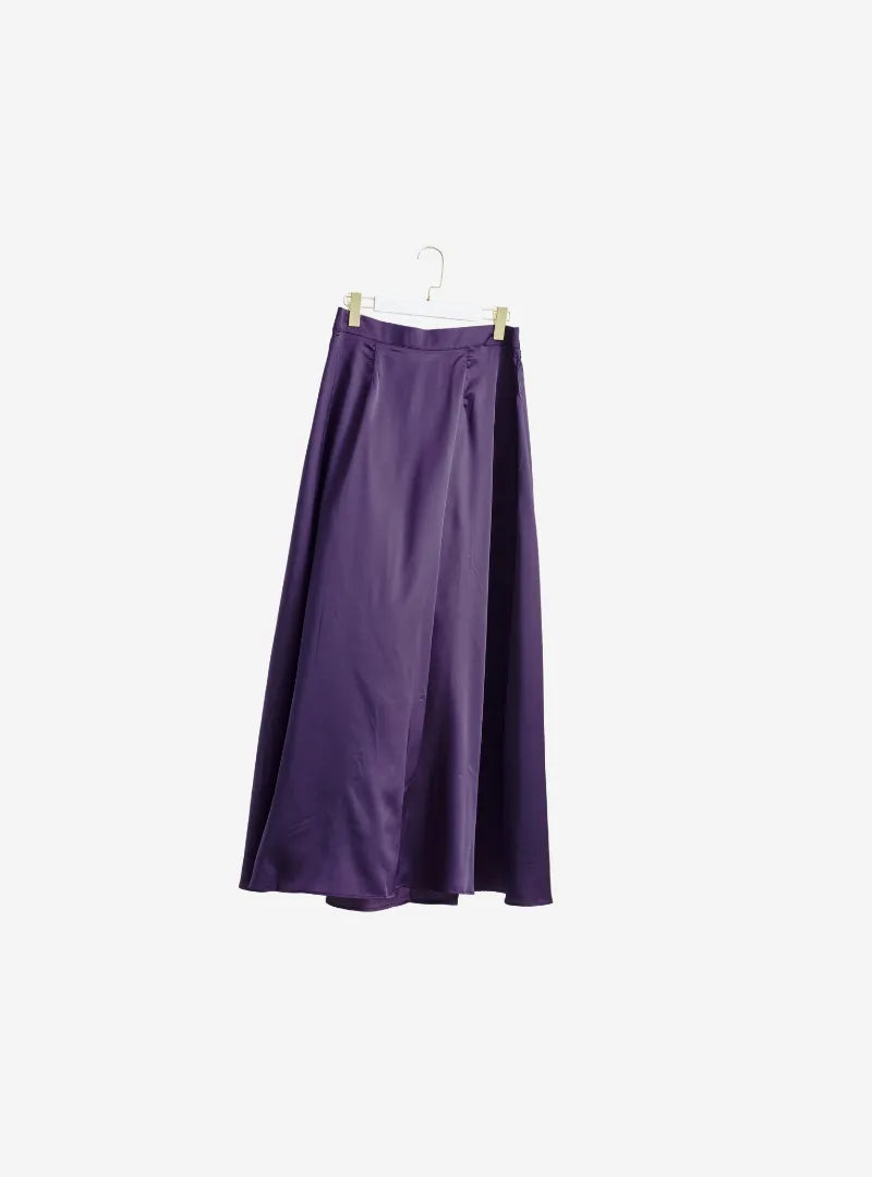 A woman wearing Stone Purple Executive Essentials Satin Skirt