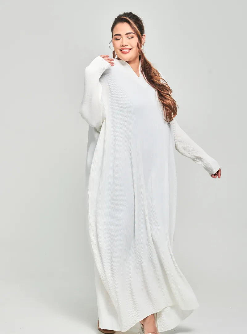 WHITE TUN AIMELLIA PLEATED MAXI DRESS