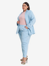 A woman wearing Tifanny Old Batch Skinny Tuxedo Trouser