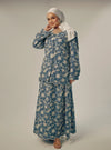 A woman dressed in Turquoise Tun Habiba Eyelet Set