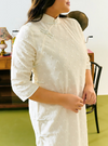 Lan Gu Lace Cheongsam Dress - Off White