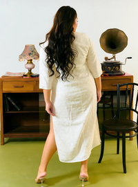 Lan Gu Lace Cheongsam Dress - Off White