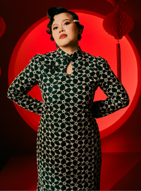 Sam Jie Cheongsam Eyelet Dress - Black
