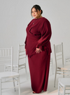 Tun Kamila Wrap Kurung - Burgundy