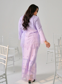 (AS IS) Tun Melati Eyelet Lace Kurung - Lilac