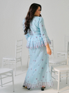 Tun Maimunah Eyelet Peplum Kurung - Baby Blue