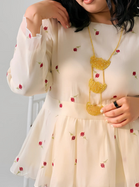 Tun Cempaka Roses Embroidered Peplum Kurung