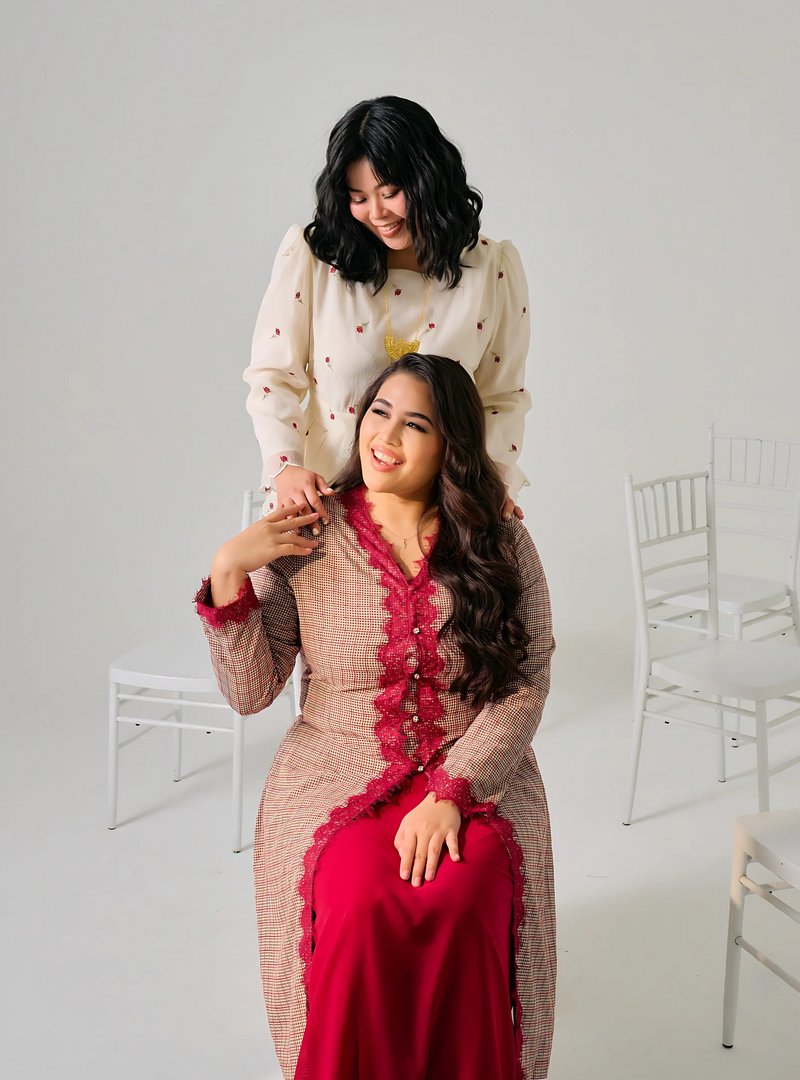 Tun Cempaka Roses Embroidered Peplum Kurung