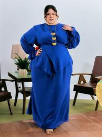 Tun Kamila Wrap Kurung - Royal Blue