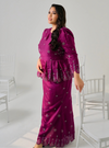 (AS IS) Tun Maimunah Eyelet Peplum Kurung - Purple