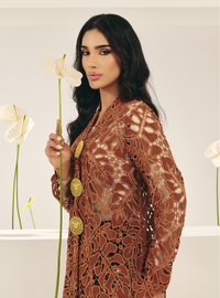Tun Baizura Eyelet Leaves Kebarung - Brown