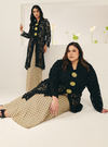 Tun Baizura Eyelet Leaves Kebarung - Black