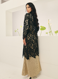 Tun Baizura Eyelet Leaves Kebarung - Black