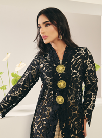 Tun Baizura Eyelet Leaves Kebarung - Black