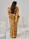 Tun Kamariah Embroidered Leaves Peplum Kurung - Brown