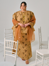 Tun Kamariah Embroidered Leaves Peplum Kurung - Brown