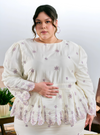 Tun Maimunah Eyelet Peplum Kurung - Champagne