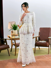 Tun Maimunah Eyelet Peplum Kurung - Champagne
