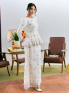 Tun Maimunah Eyelet Peplum Kurung - Champagne