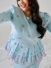 Tun Maimunah Eyelet Peplum Kurung - Baby Blue