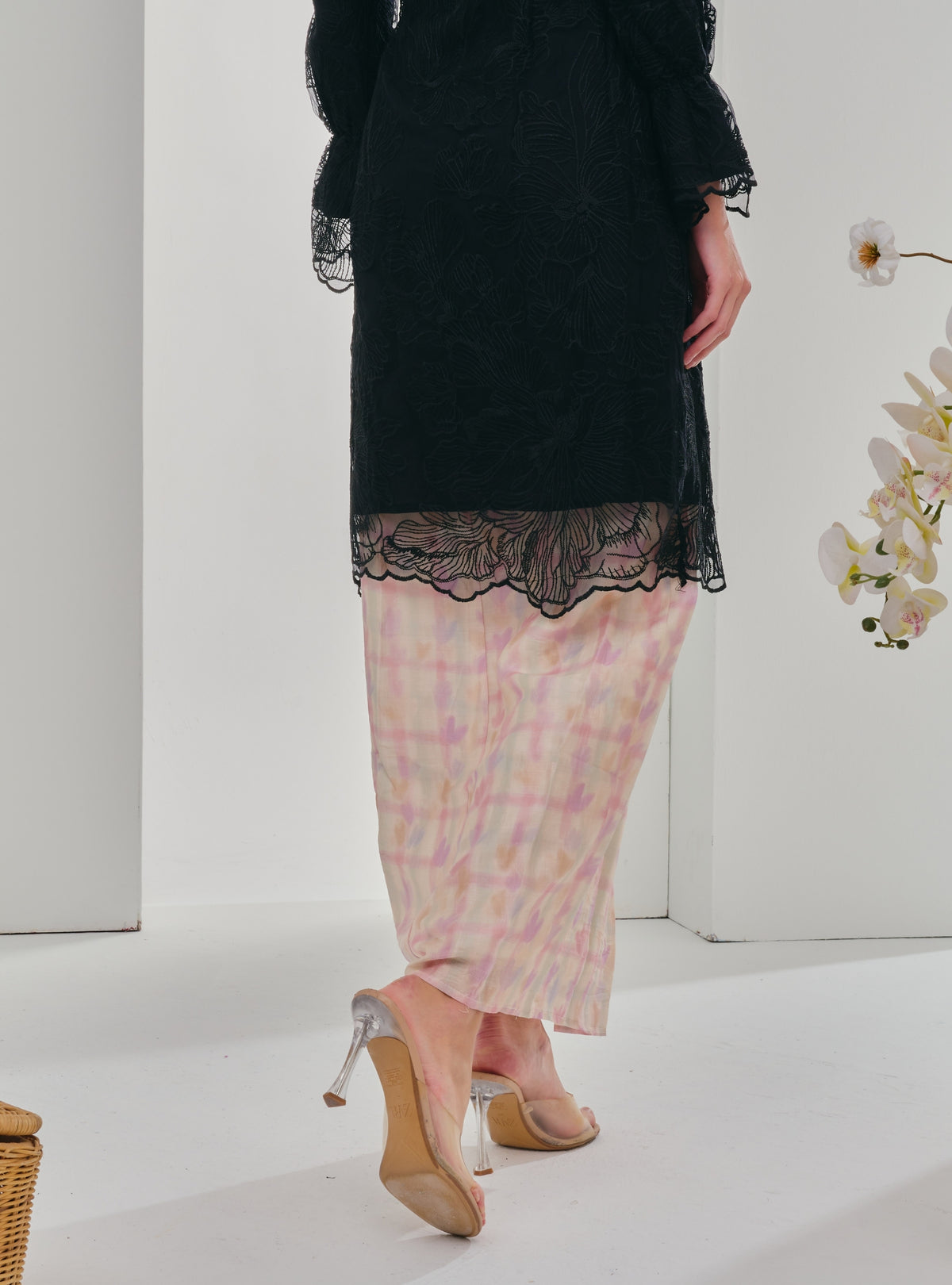 Naylah Songket Front Fold Skirt - Checked Love