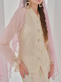 Bunga Setia Kebaya Top Only - Checked Flower