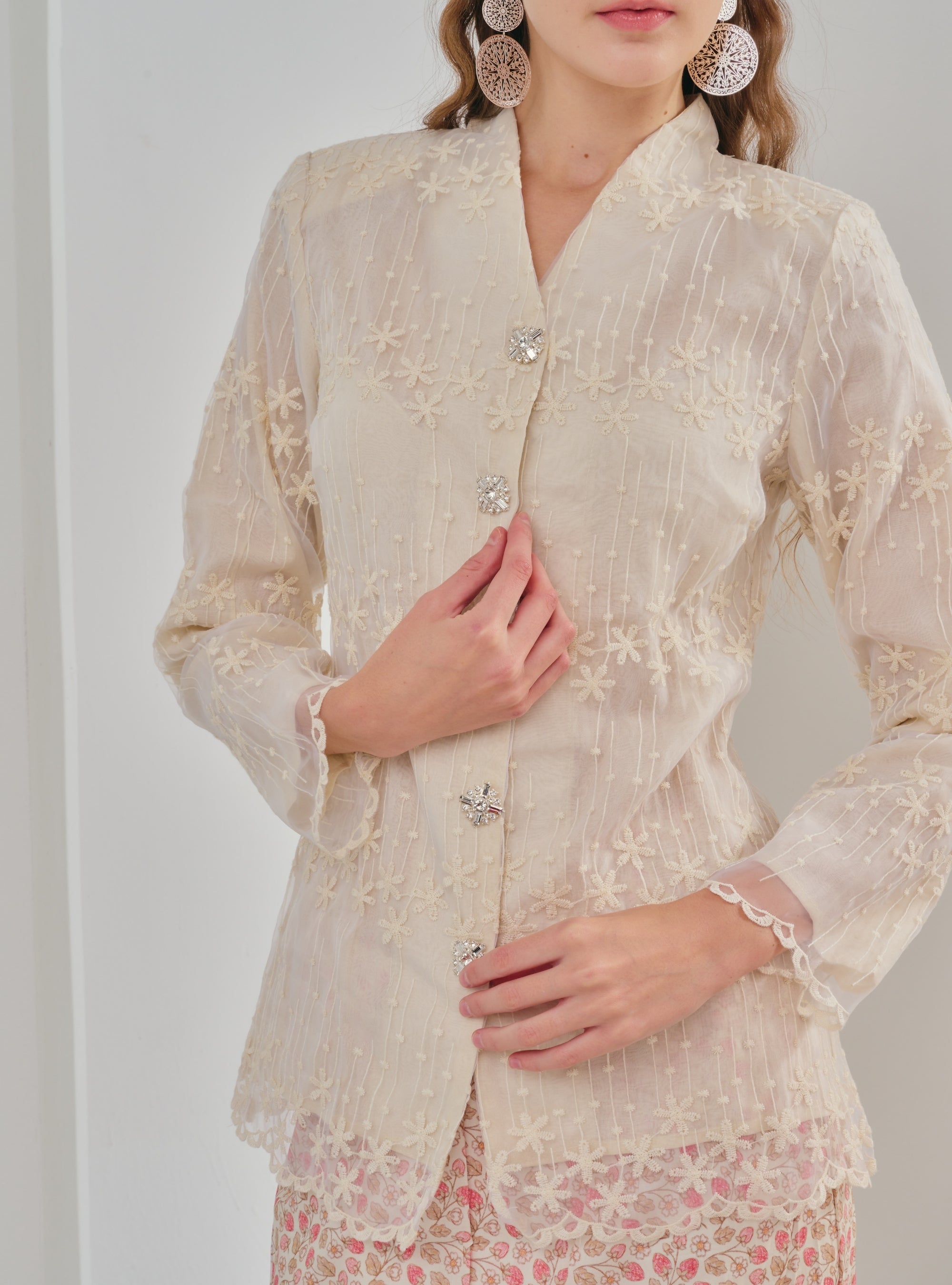 Bunga Setia Kebaya Top Only - Organza Sand