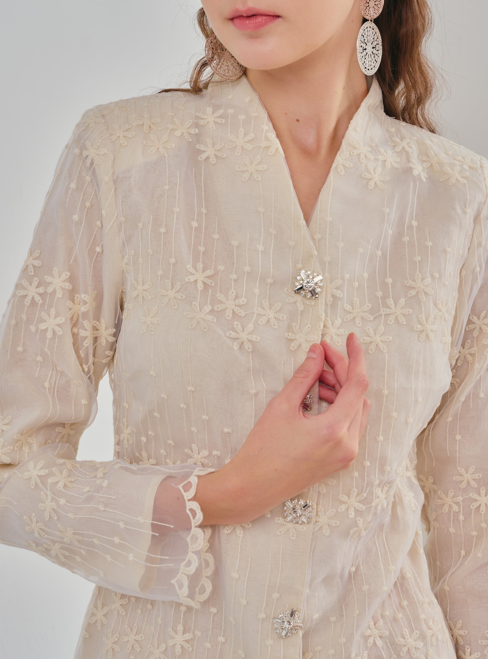 Bunga Setia Kebaya Top Only - Organza Sand