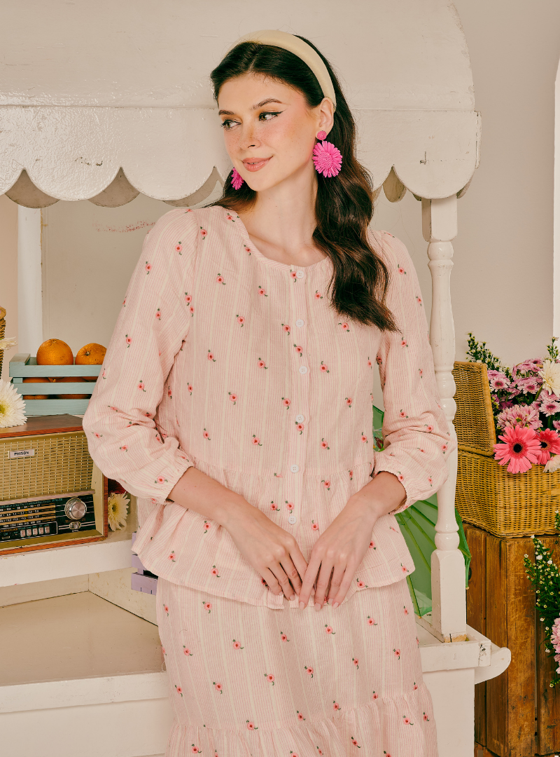 Kara Embroidered Linen Top