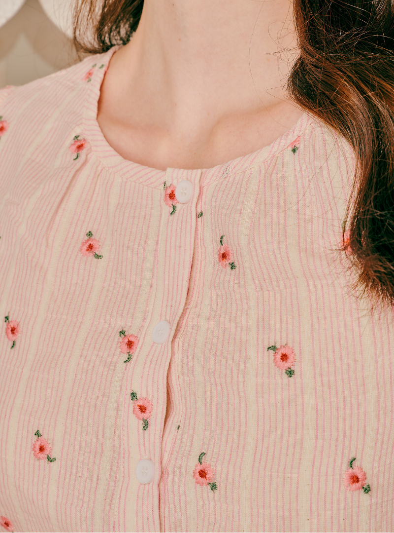 Kara Embroidered Linen Top