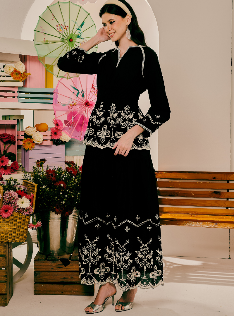 Remi Tiered Linen Maxi Skirt - Black