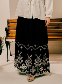 Remi Tiered Linen Maxi Skirt - Black