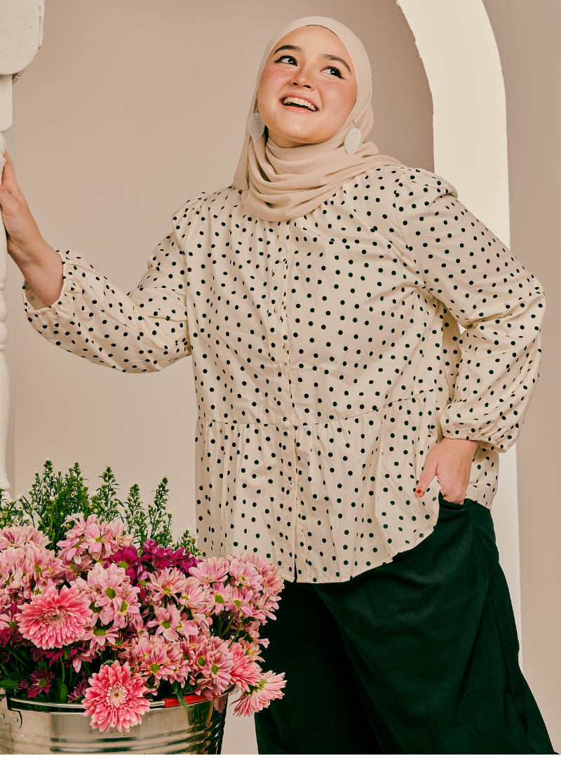 Bambi Button-Front Top - Polka Dotted