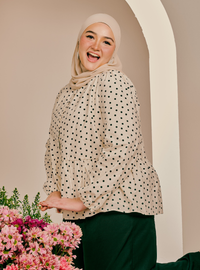 Bambi Button-Front Top - Polka Dotted