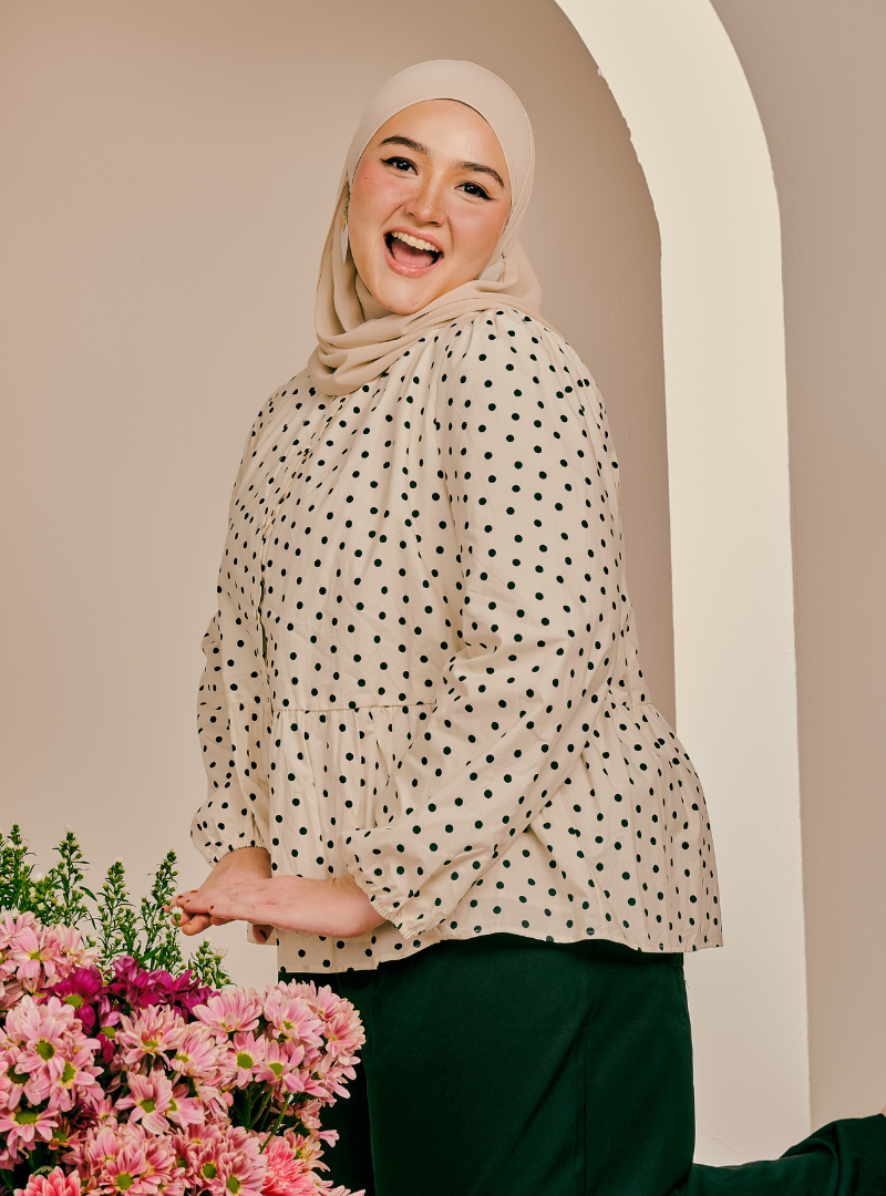 Bambi Button-Front Top - Polka Dotted