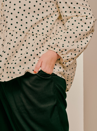 Bambi Button-Front Top - Polka Dotted