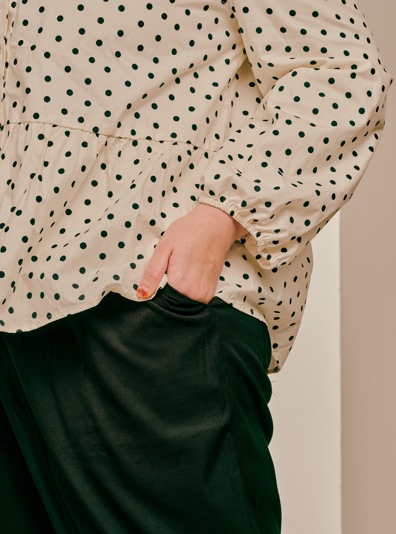 Bambi Button-Front Top - Polka Dotted