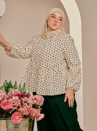 Bambi Button-Front Top - Polka Dotted
