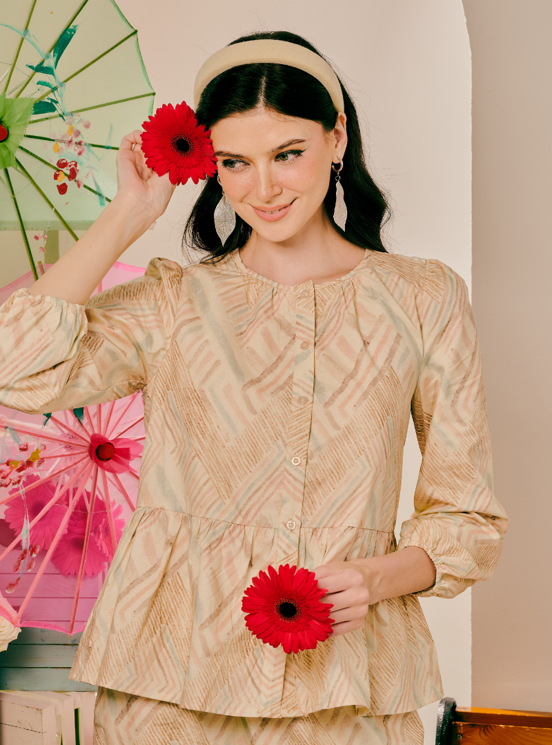 Bambi Button-Front Top - Stripe