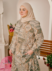 Bambi Button-Front Top - Geo Brown