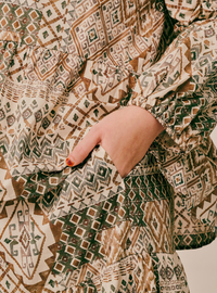 Bambi Button-Front Top - Geo Brown