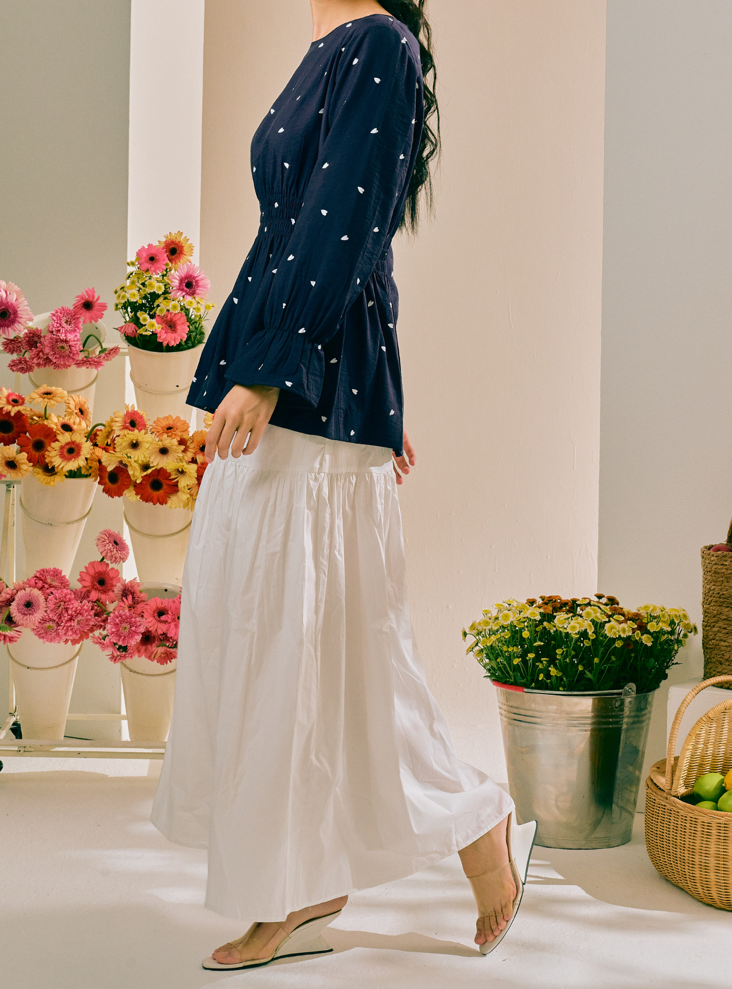 Basic A-Line Tiered Skirt - White