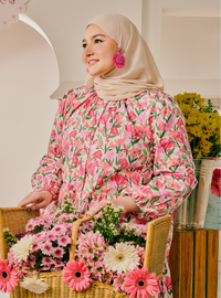 Bambi Button-Front Top - Floral Pink