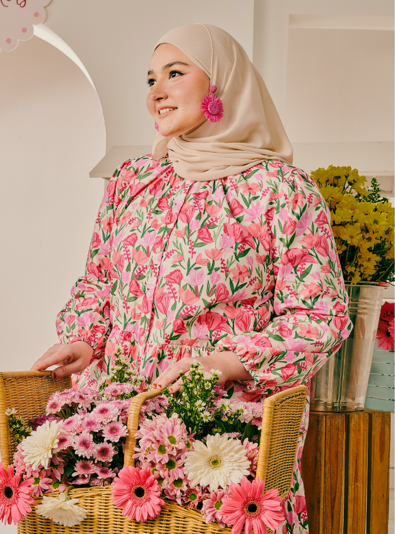 Bambi Button-Front Top - Floral Pink