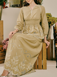 Rosalie Smocked Linen Top - Mocha