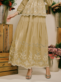 Remi Tiered Linen Maxi Skirt - Mocha